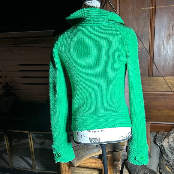 MODA Intl. Green Women's Moto-Inspired Knit Cardigan w/ Asymmetric Zip - Picture 4 of 9